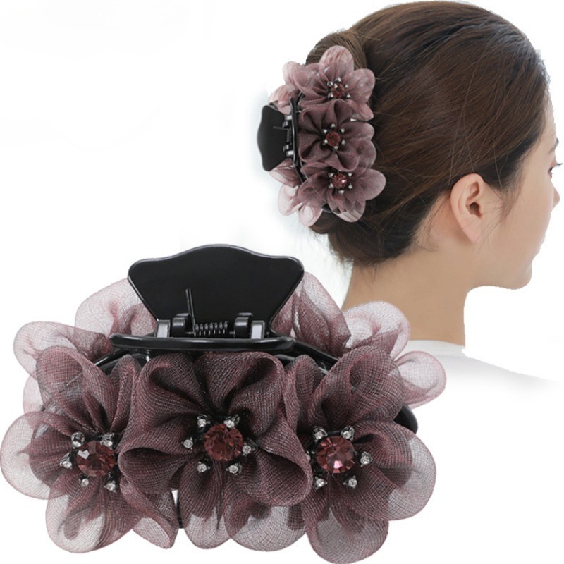 Malha Flor Hairpin Coreano Moda Elegante Grampo De Cabelo Acessórios Para O Mulheres Coque