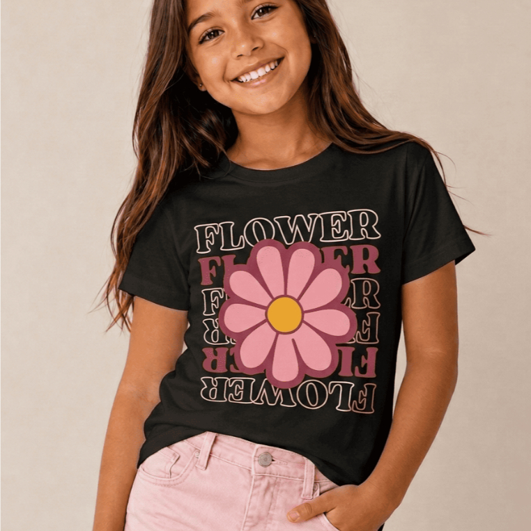 Camisa Camiseta Infantil Feminino Estilo Casual Flor Verão Malha Premium
