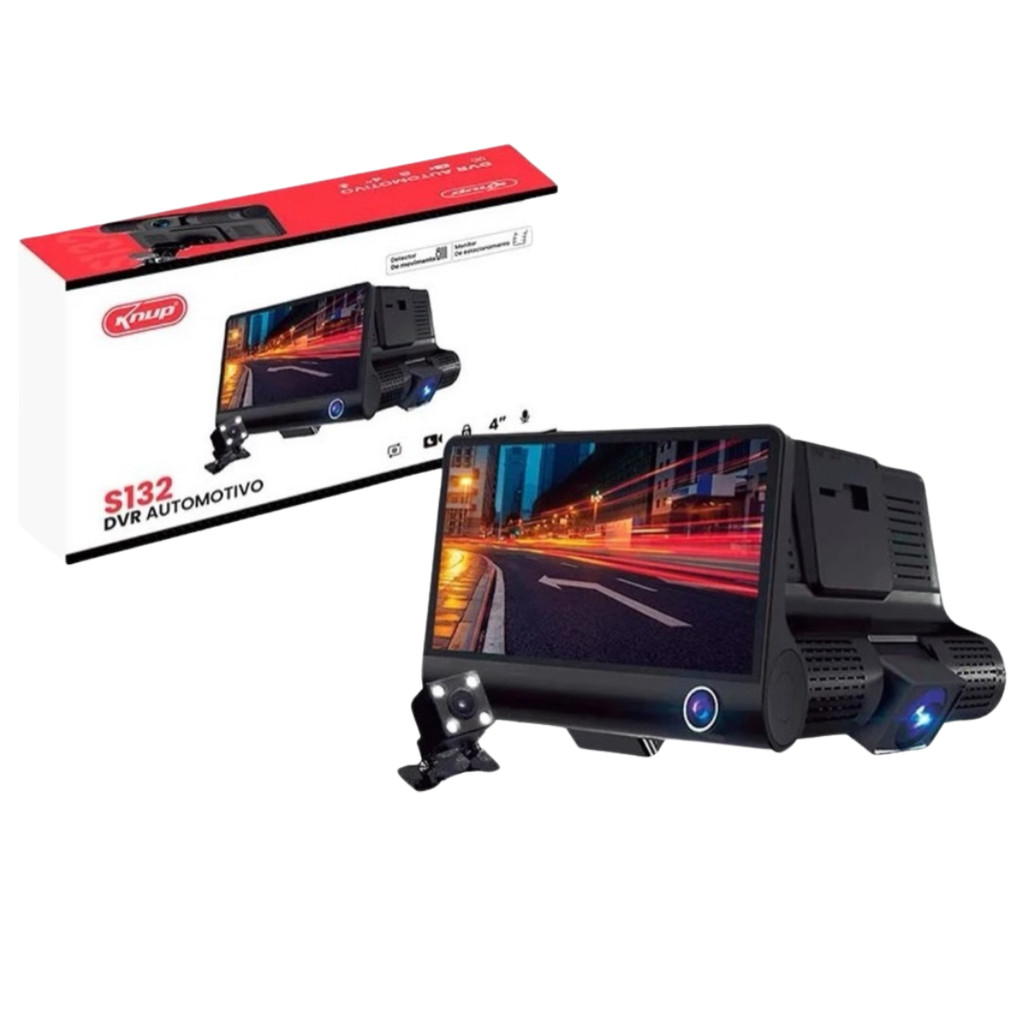 Camera Veicular Automotiva Gravação Full Hd Frontal Ré Lcd 4 s132