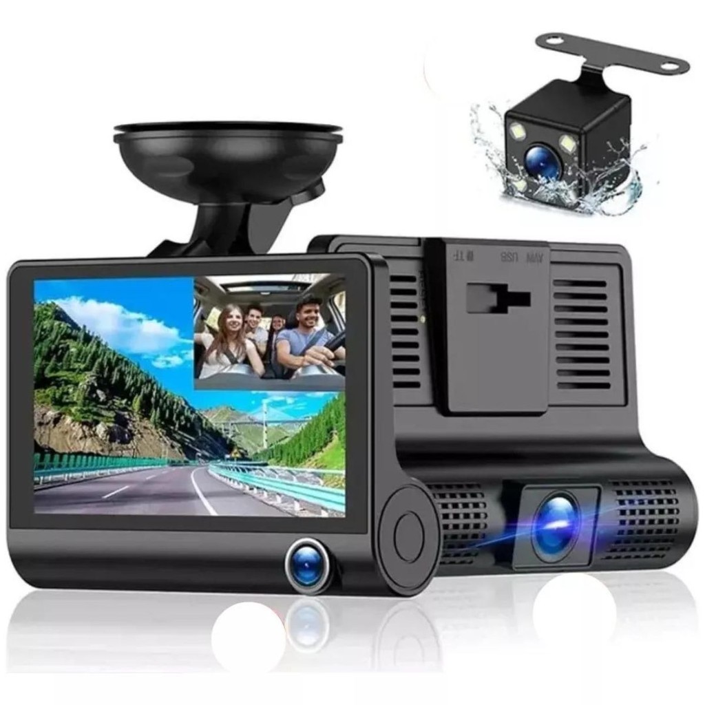 Câmera Veicular Automotiva WDR KP-S132 Full HD 1080P DVR Frontal Ré Tela 4 Polegadas Visão Noturna Sensor Movimento