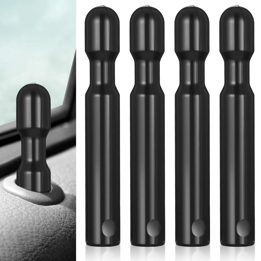 4 Pcs Car Door Lock Knobs Threadless Auto Inner Door Lock Pull Pin Cap Black Knob Cover Auto Interior Doors Locks