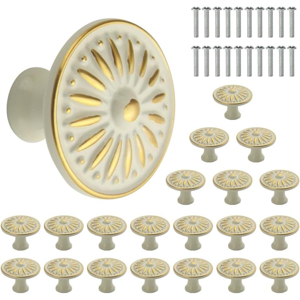 WMYCONGCONG 20 PCS Drawer Knobs 35mm Diameter Single Hole Round Ceramic Cupboard Knob Wardrobe Door Pull Handle European