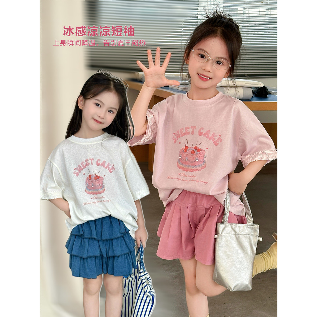 Mini Dan roupas infantis meninas camiseta de manga curta 2026 verão novo estilo legal respirável médio grande crianças m