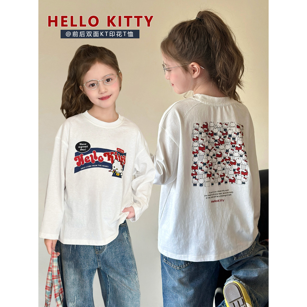 Mini Dan roupas infantis meninas camiseta de manga comprida 2026 primavera novo estilo médio grande crianças soltas amer