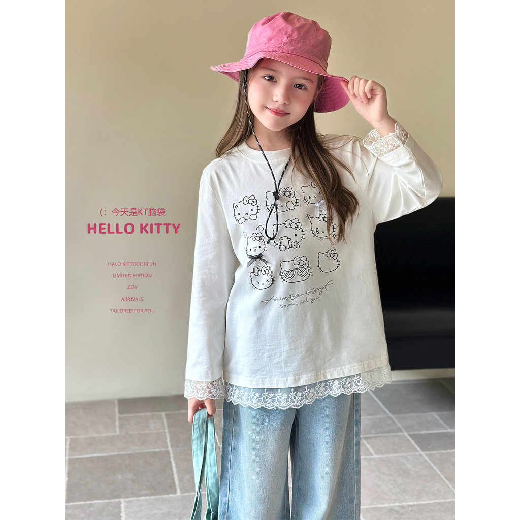 Mini Dan roupas infantis meninas camiseta de manga comprida 2026 primavera outono novo estilo médio grande crianças vers