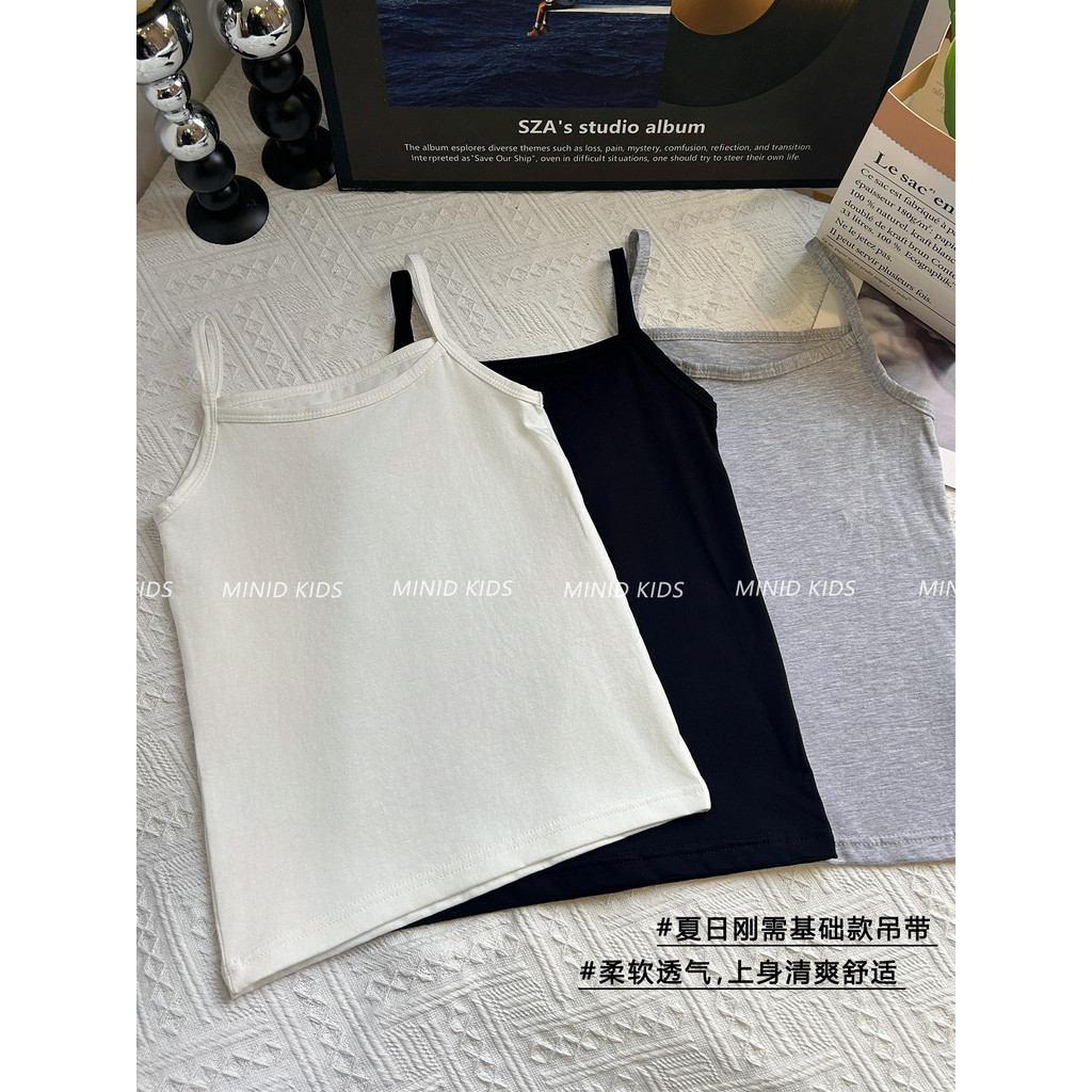 Mini Dan Roupas Infantis Meninas Jogo Interno Colete de Cor Sólida 2026 Verão Novo Estilo Médio Grande Crianças Anti-ref