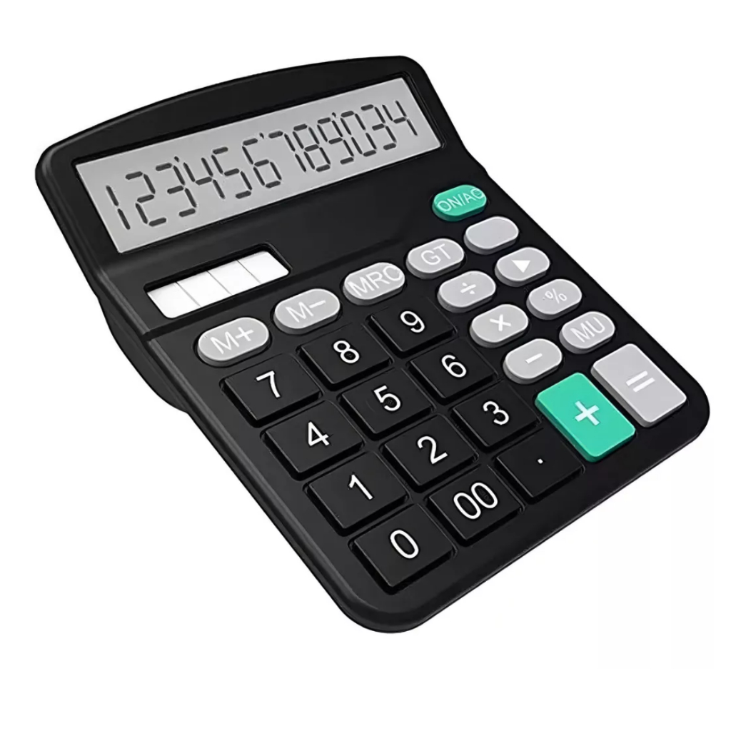 Calculadora De Mesa Escritório Display 12 Dígitos Simples Cor Preto/Pilha