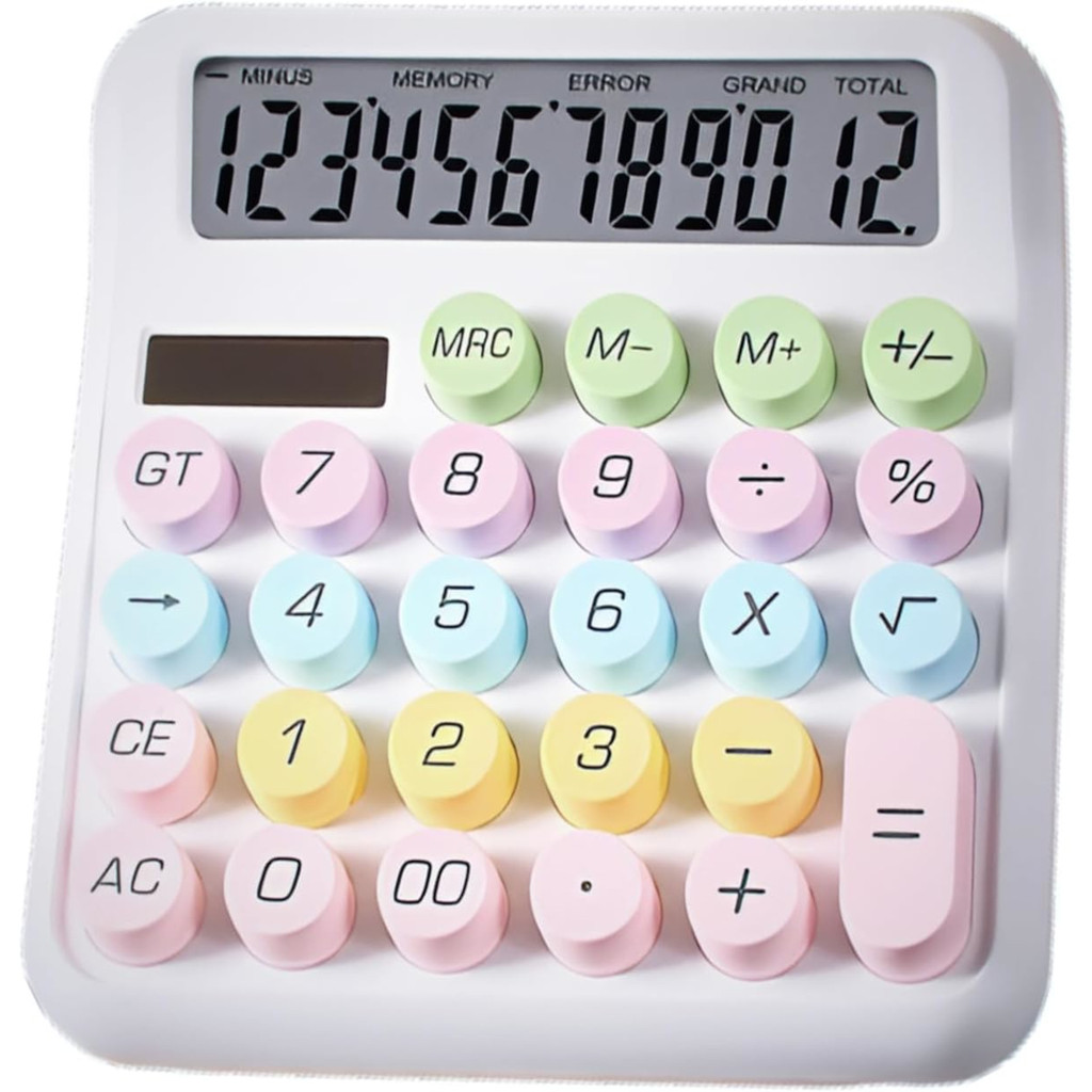 Calculadora Grande 12 Dígitos Solar Transparente Escritório Escolar Display LCD