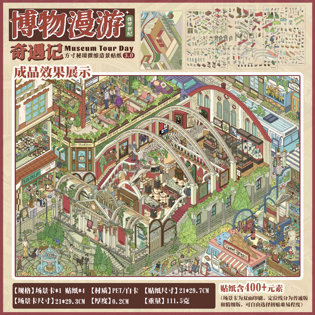 Museu Roaming Adventures Adesivos de paisagismo Lazer Quadrado Polegada Secret Realm Série 3.0 3d Cura Descompressão Cen