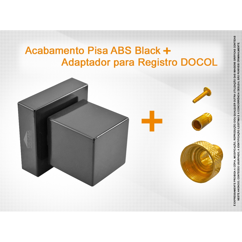 ACABAMENTO REGISTRO 1/2 3/4 OU 1 PADRÃO DECA - PISA BLACK 1510 + ADAPTADOR DOCOL