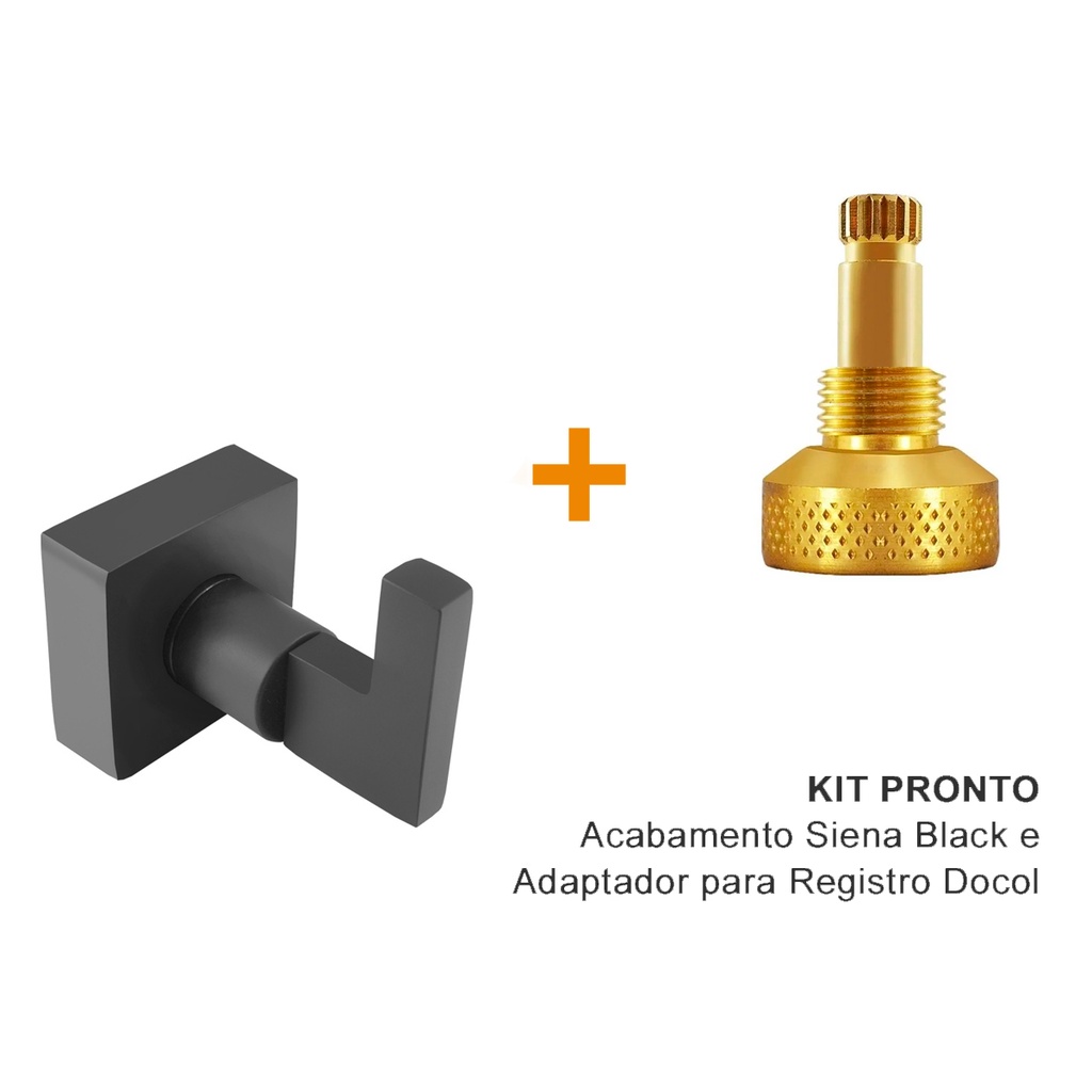 ACABAMENTO REGISTRO 1/2 3/4 OU 1 PADRÃO DECA - SIENA BLACK 1416 + ADAPTADOR DOCOL