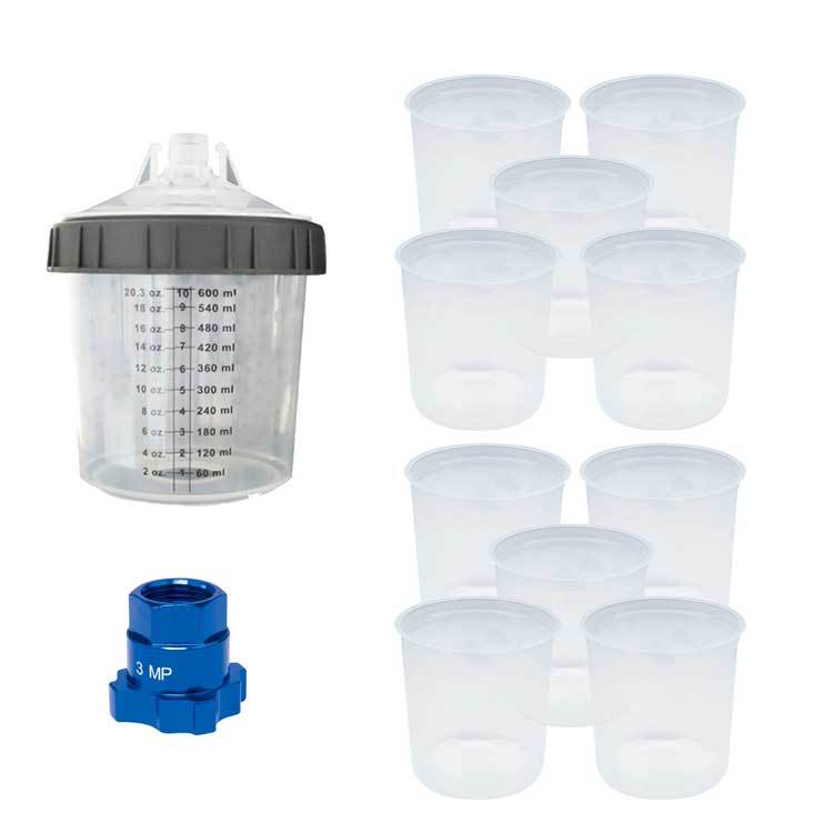 Kit Para Pistola de Pintura SPW com 12 Peças Caneca Completa Refil Adaptador
