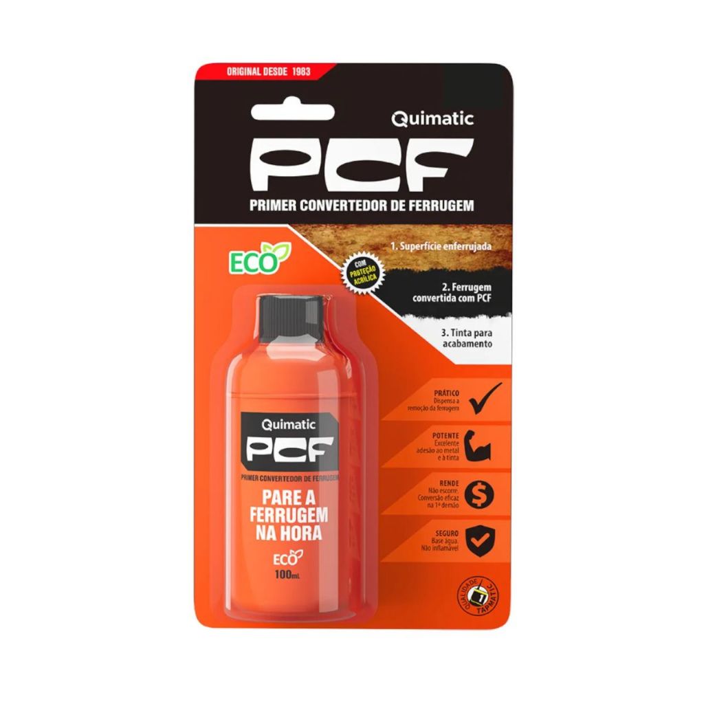 Pcf Primer Conversor Ferrugem Quamatic 100ml Tapmatic Dd1 Blister Tratamento Anticorrosivo Metais