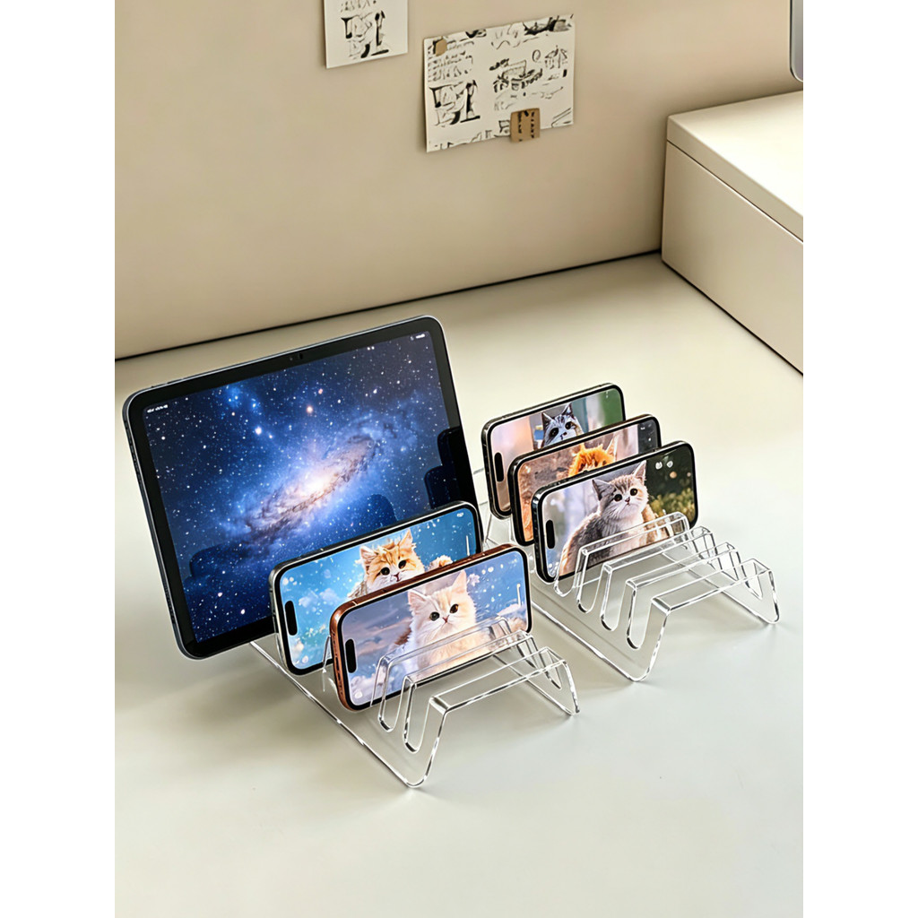 Caixa de armazenamento do telefone móvel Multi-grade acrílico transparente Tablet suporte Desktop caixa de armazenamento