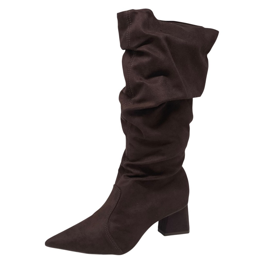 Bota Feminina Salto Bloco Baixo Bico Fino Confortavel Cacci