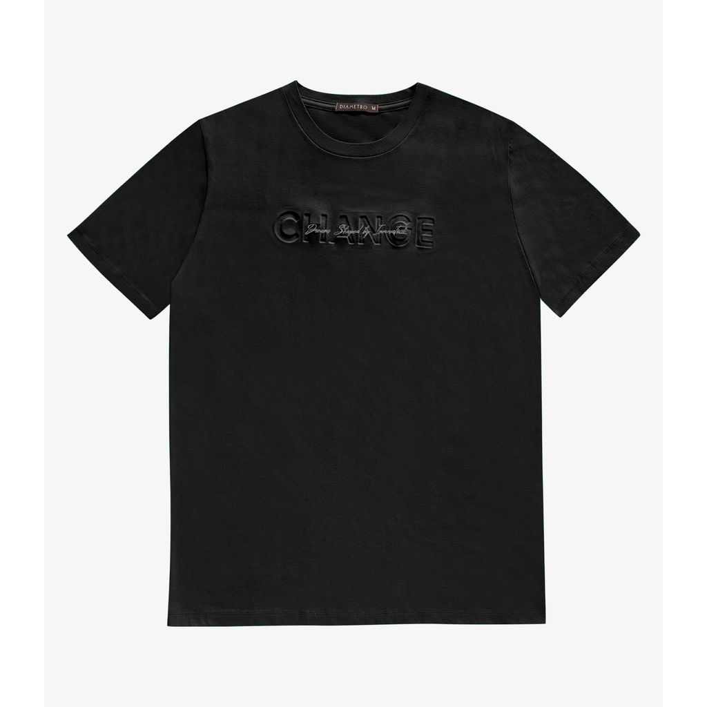 Camiseta Masculina Manga Curta Meia Malha Diametro Preto
