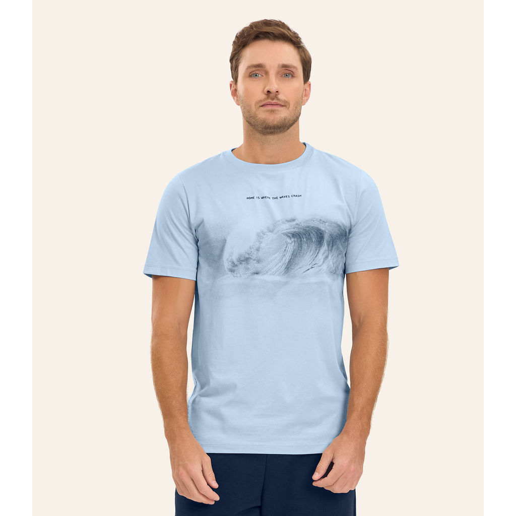 Camiseta Meia Malha Masculina Diametro Azul