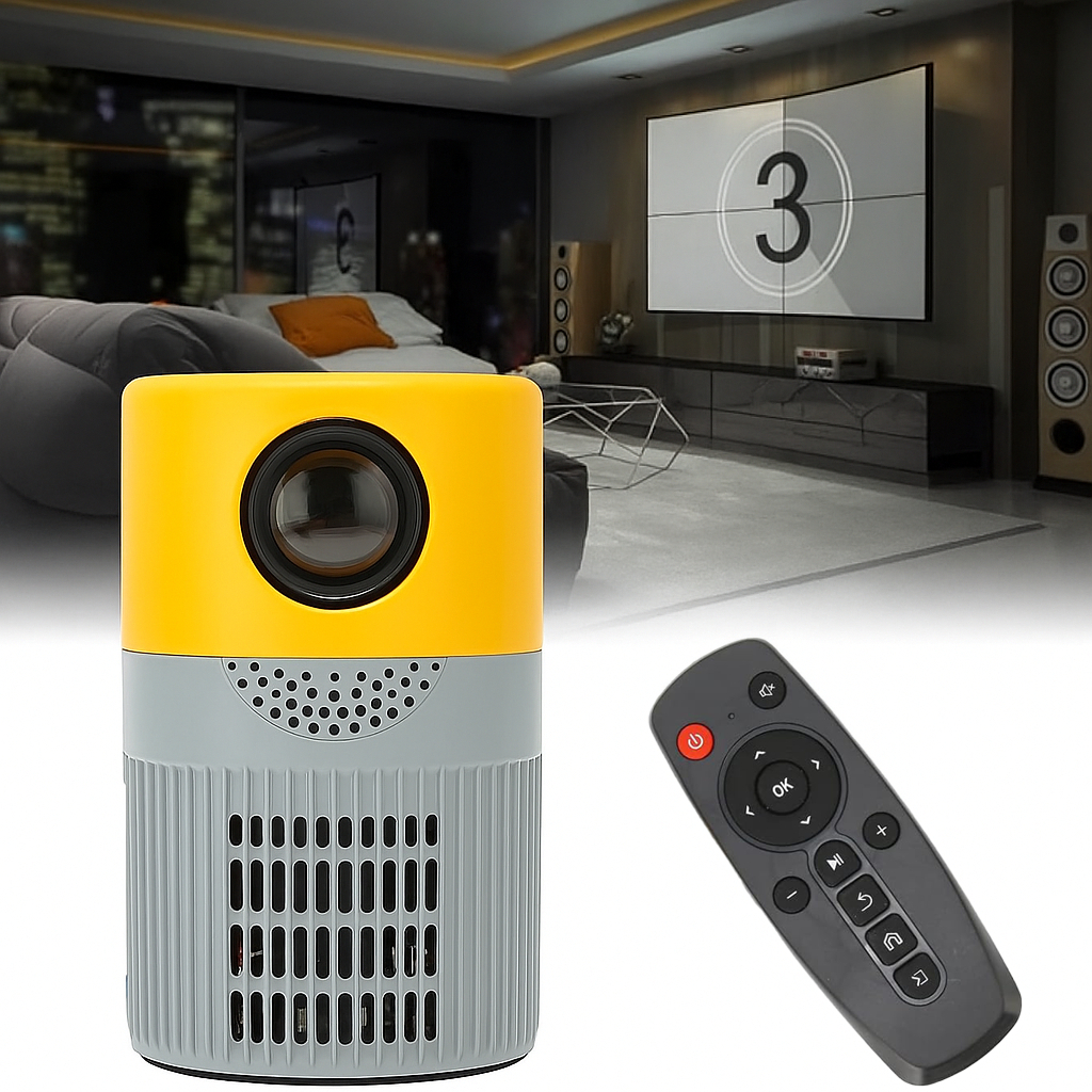 Mini Projetor T400 Portátil 1080P 3000 Lumens HDMI USB Som Integrado Cinema Outdoor