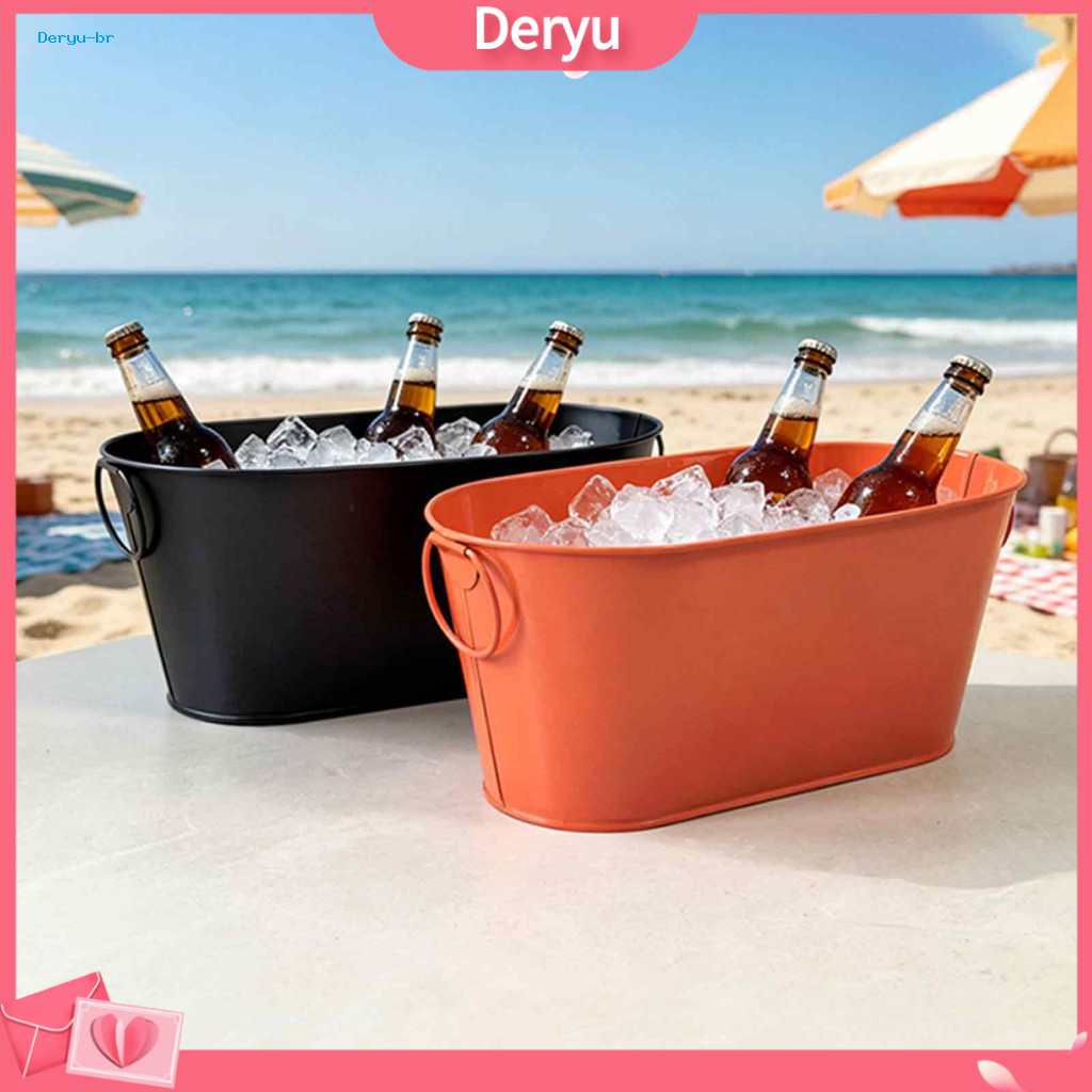 Outdoor Drink Cooler Tub Kitchen Sundries Storage Container Metal Ice Bucket with Handles for Parties – Portable Bever