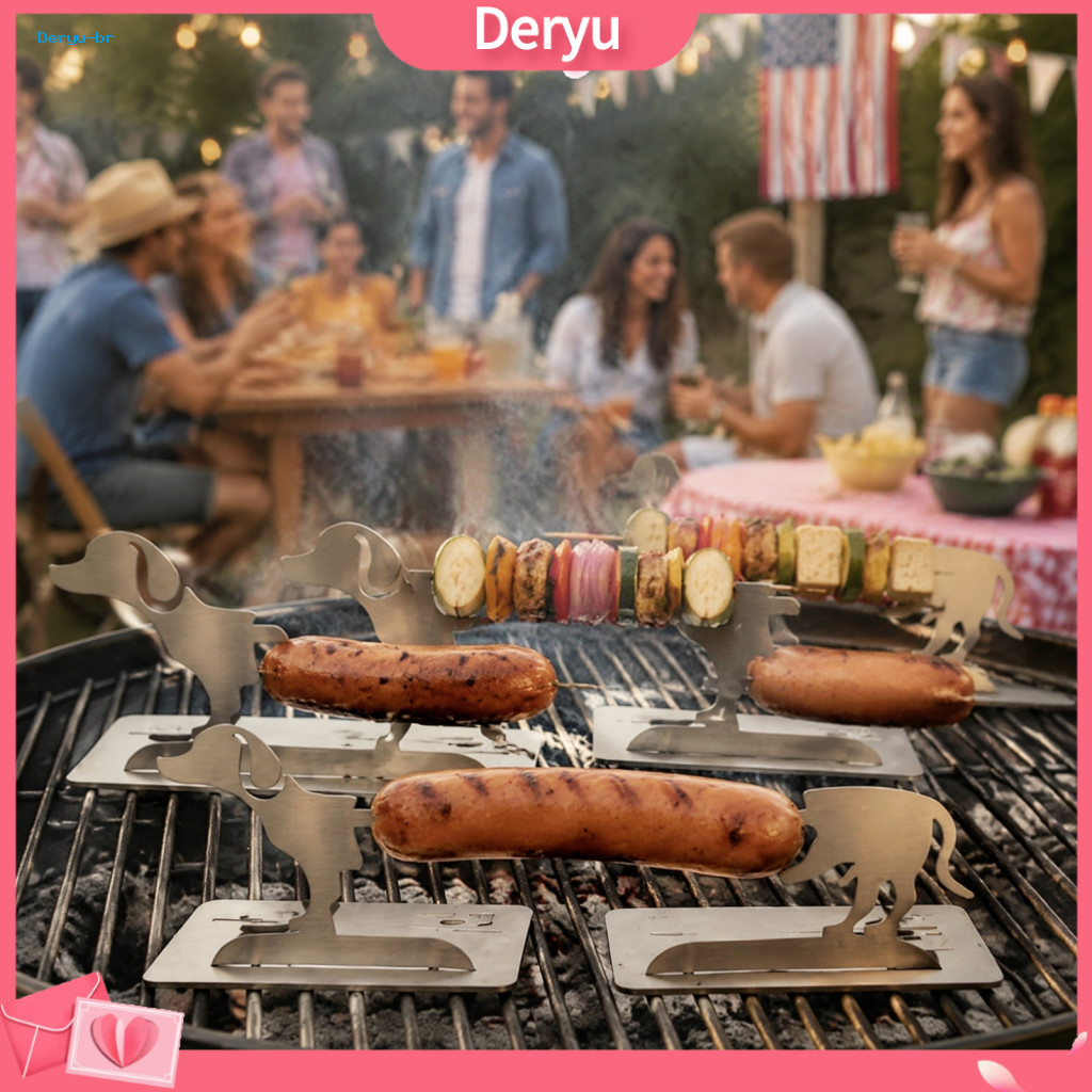 Outdoor Cooking Accessories Grilling Sausage Rack for Bbq Portable Stainless Steel Hot Dog – Heat Resistant Holder for