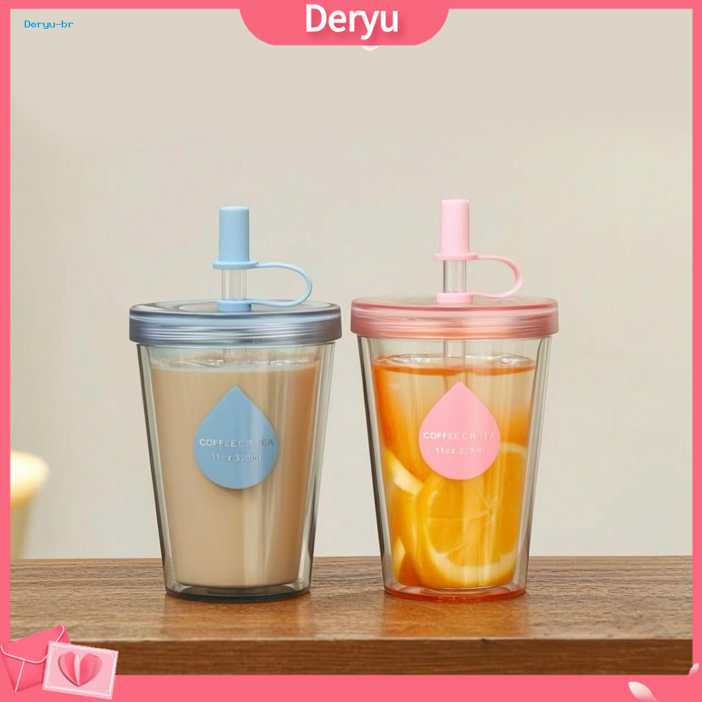Outdoor Sports Water Jug Double Drinking Straw Cup Portable Leak-proof Pc Bottle with – Durable Anti-fall Lightweight