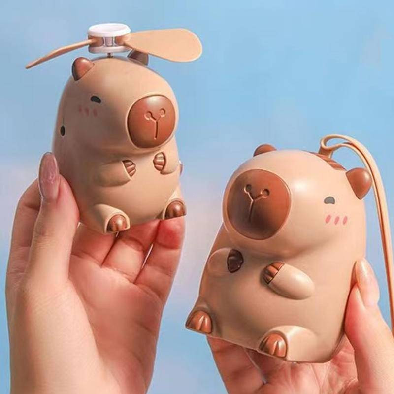 2Capybara USB Mini Cute Cartoon Fan Portable and convenient wind-powered fan Home Office Outdoor Small Fan Gift