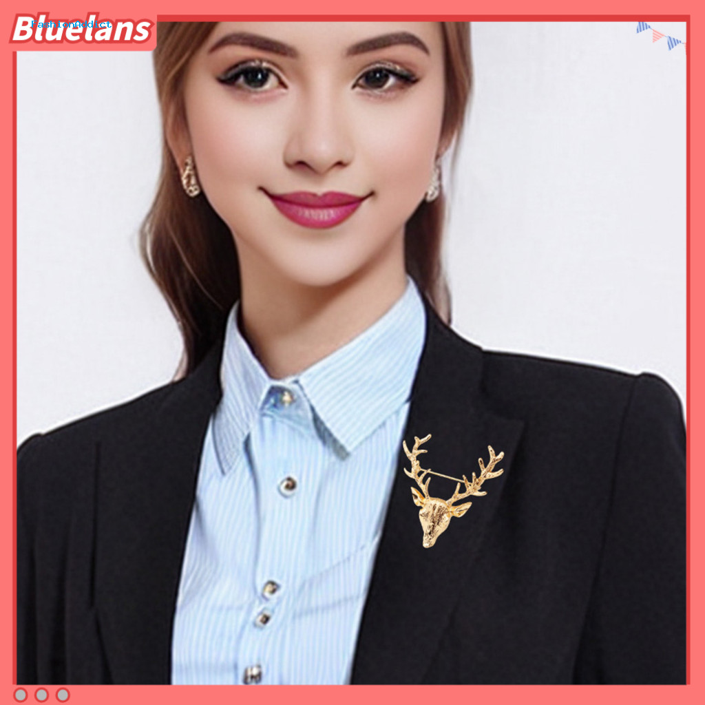 Alloy Brooch Unisex Pin Vintage Antler – Retro Stainless Steel Coat Collar Hat Scarf Decoration Anti-slip Wear-resista