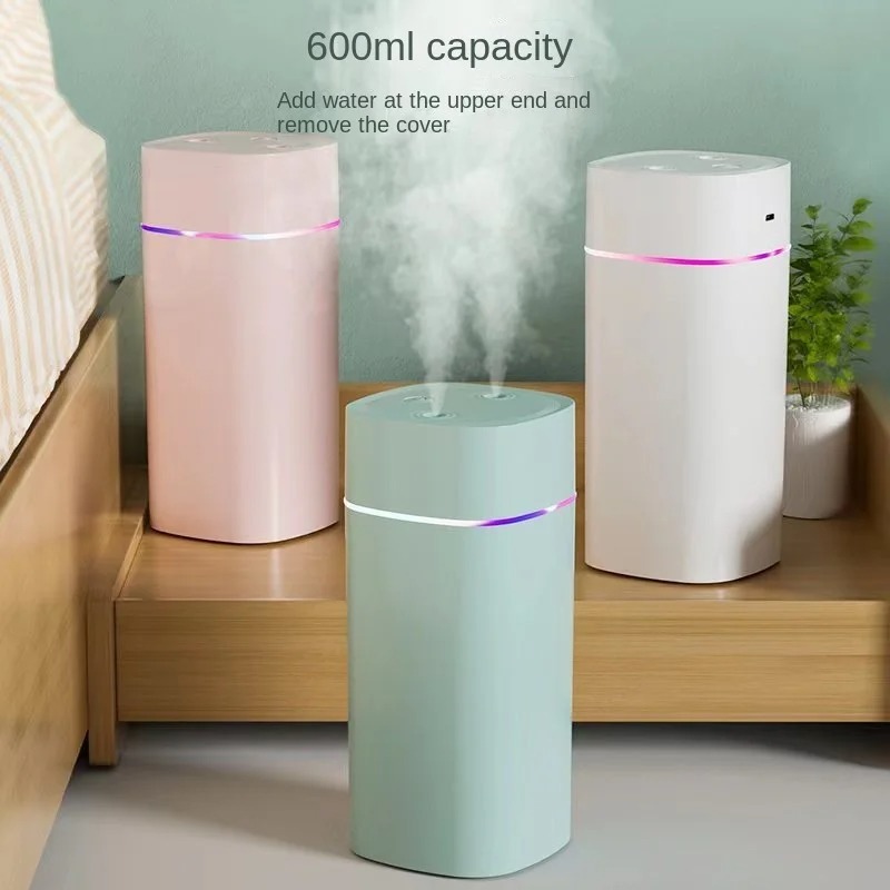 Umidificador Dual-Nozzle USB | 800ml/H Super Névoa & Ultra Silencioso | Dispositivo Hidratante para Carro/Casa