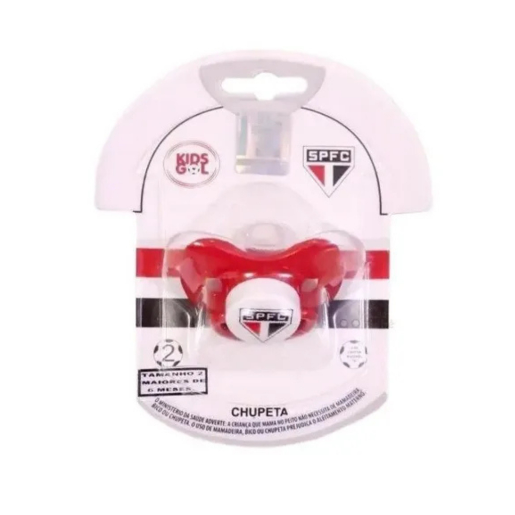 Chupeta Kids Gol São Paulo Silicone Orto 6-12 Meses Time Futebol