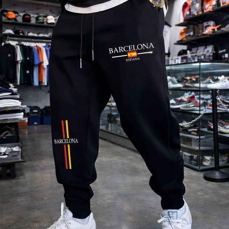 CALÇA DE MOLETOM BARCELONA ADULTO UNISSEX 100% ALGODÃO CAIMENTO PERFEITO IDEAL TREINO CORRIDA GYM ESTILOSA ESPORTIVA