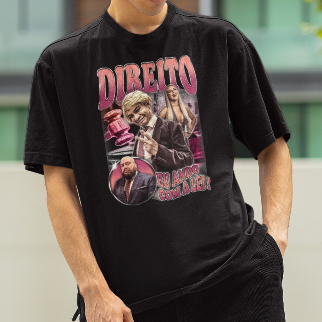 Camiseta Direito Vintage Eu Ando Com A Lei Meu Chapa Memes