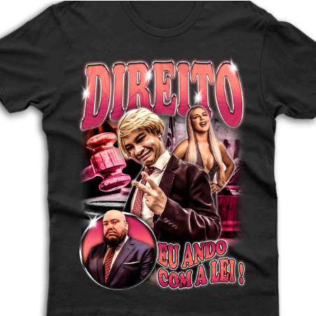 Camiseta 100% Algodão Unissex Bootleg Tee DIREITO (eu ando com a lei, meu chapa!) Adv Paloma