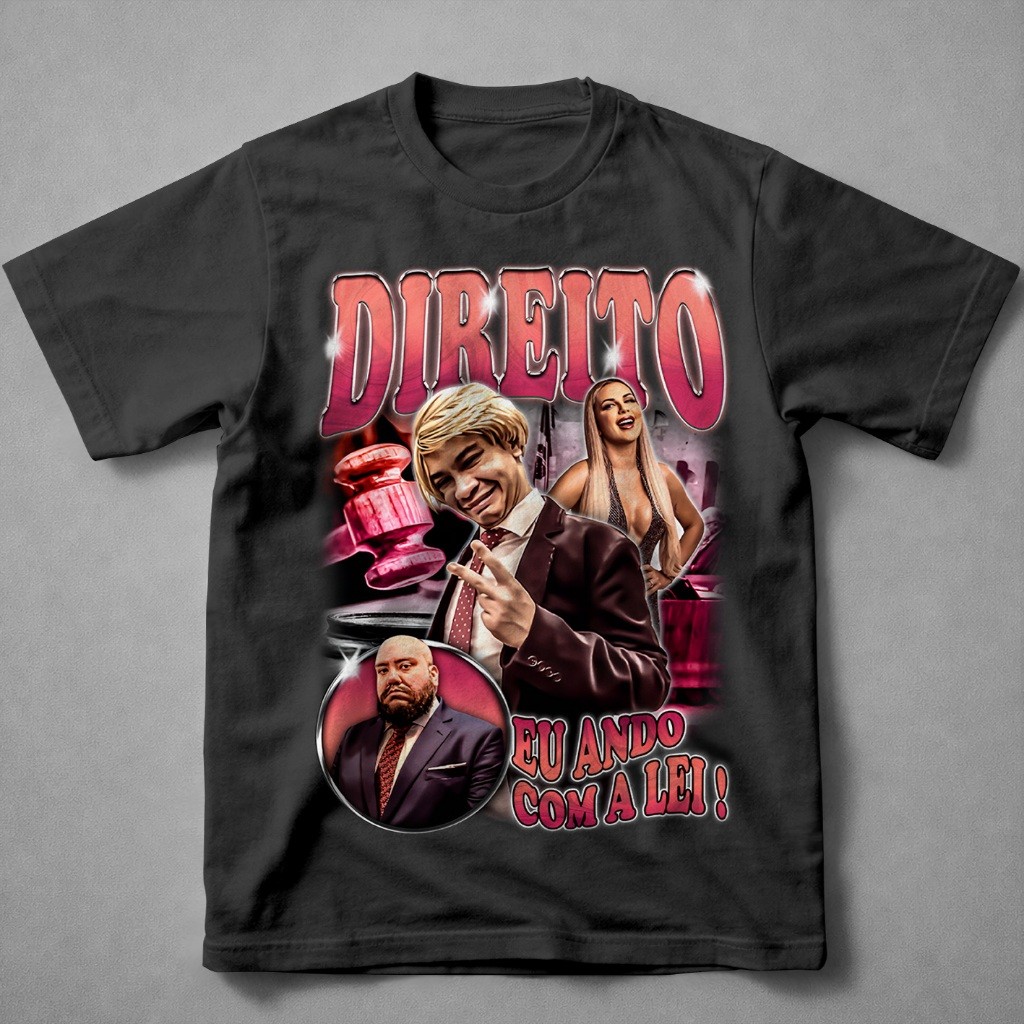 Camiseta DIREITO (eu ando com a lei) Meme Faculdade Camisa Premium Alta Qualidade