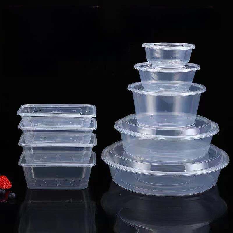Tigela descartável quadrada caixa de embalagem lancheira retangular transparente com tampa lancheira comercial Takeaway