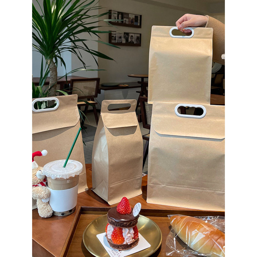 Saco de papel Kraft sacola embalagem Takeaway leite chá café presente comercial saco de isolamento de folha de alumínio