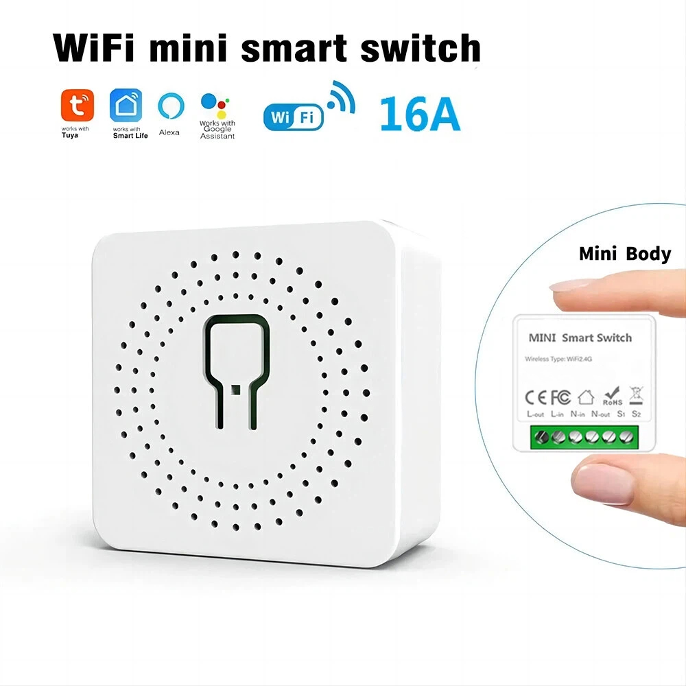 Interruptor Inteligente Axus WiFi DIY 2 Vias 16A Mini Funciona Com Tuya Controle Sem Fio Temporizador Relé Automação Par