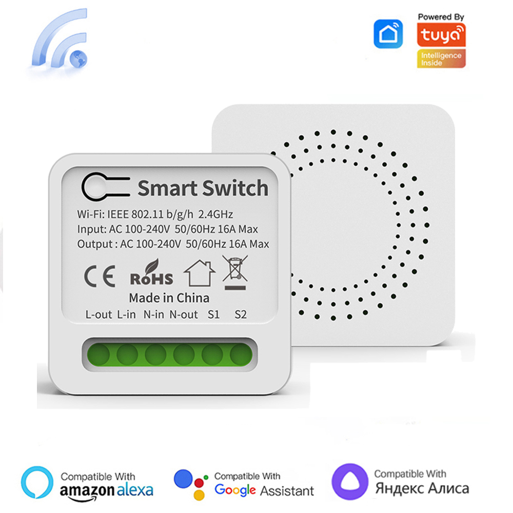Disjuntor Inteligente Interruptor Axus 16A WiFi Suporte 2 Vias Funciona Com Tuya DIY Mini Controle De Vida