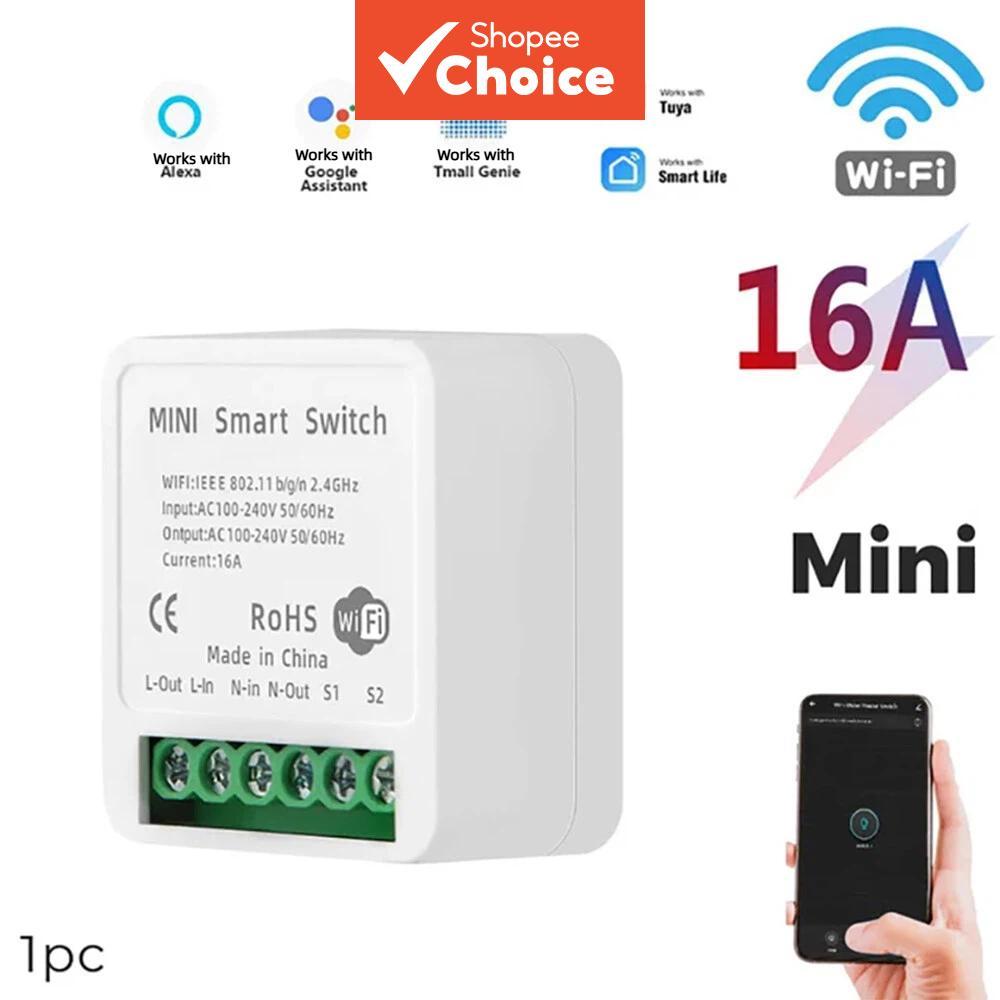Módulo De Controle Bidirecional Axus WiFi Mini 16A Smart Switch Funciona Com Tuya Alexa E Home