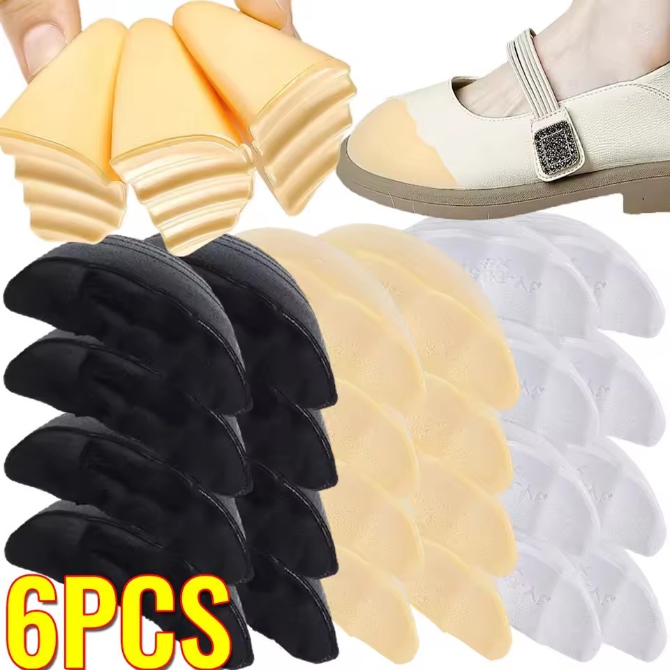 6 Pçs Antiderrapante Palmilhas De Espuma Do Plutônio Toe Plug Ajustável Tamanho Sapato Almofadas Redutoras Inserções De