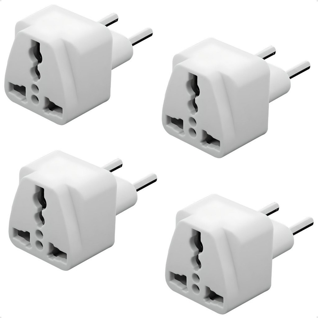 Kit 4 Adaptador Tomada Universal Padrão Europeu Uk Brasil Para Viagem Internacional  Uk Eua Europa Asia 10A 250V