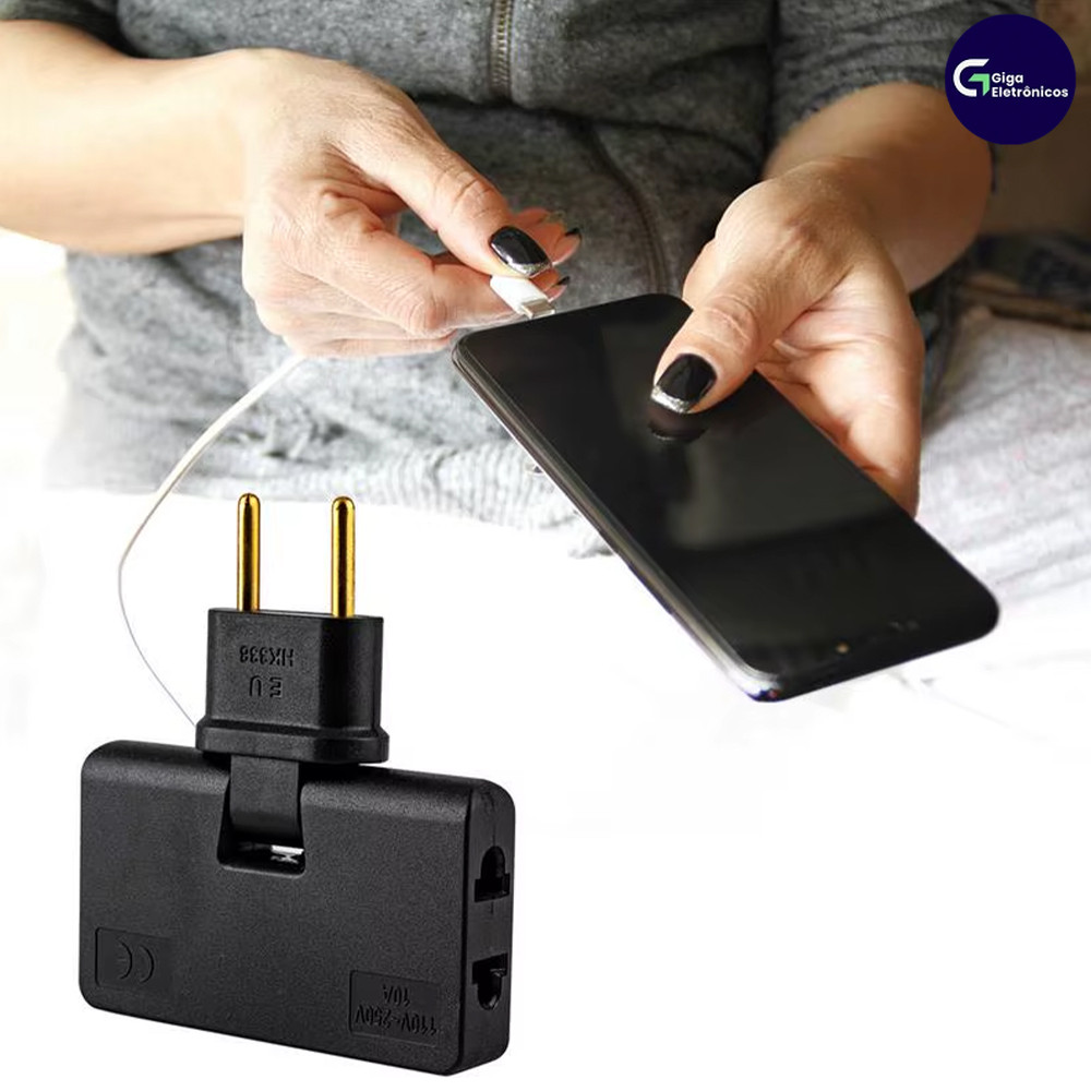 Conversor de Tomada Pino Adaptador Versátil para Casa e Viagem
