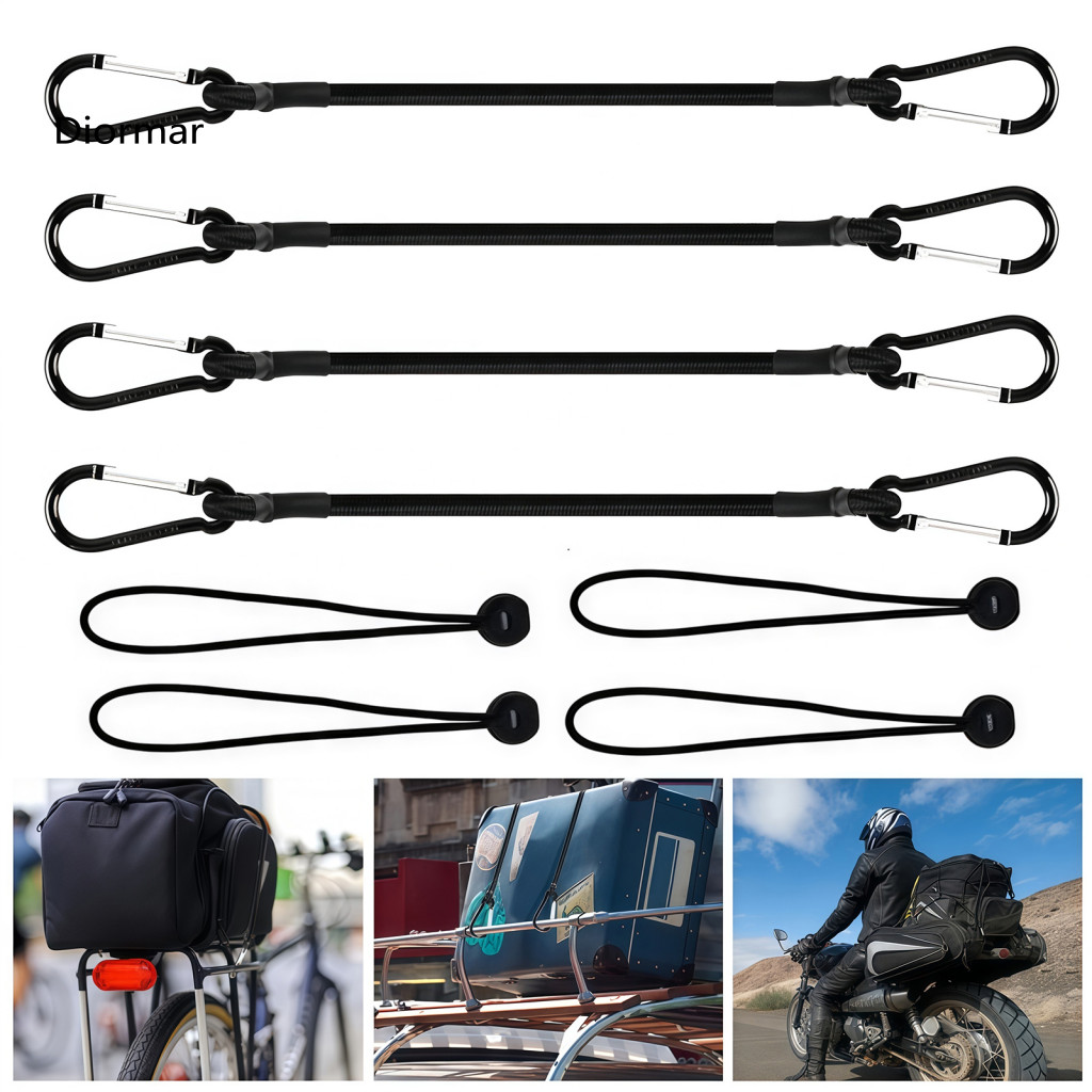 Elastic Straps with Hooks 8pcs Heavy Duty Bungee Cords Ball 12/18/24 Inch for Camping Tents Luggage Outdoor Securing Rop