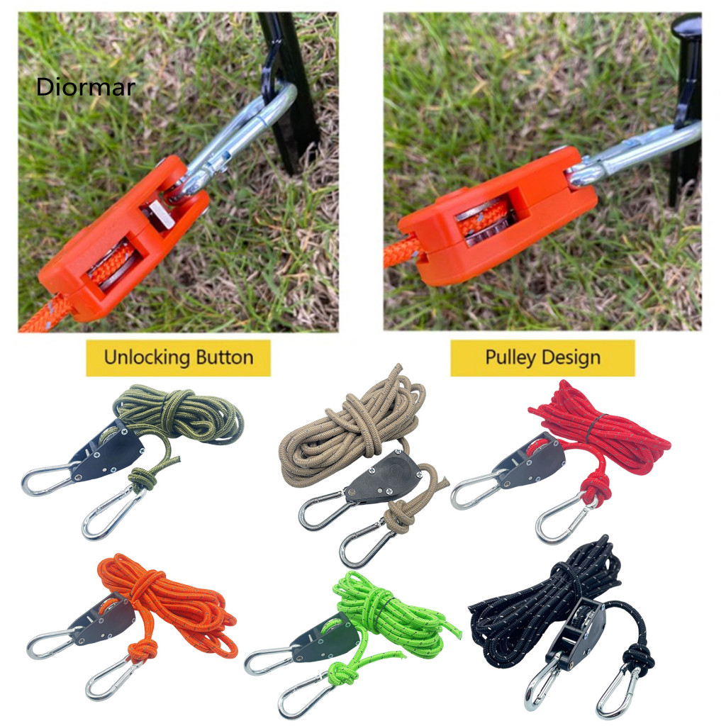 Wind Resistant Rope Tensioner Roller Heavy Duty Outdoor Set – 4/5m Adjustable Cord Tightener for Backpacking Hiking Bo