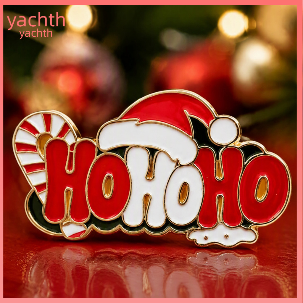 Holiday Lapel Pins Christmas Brooch Pin Hohoho Enamel Santa Hat Candy Cane Badge for Sweaters Jackets Scarves Festive fo