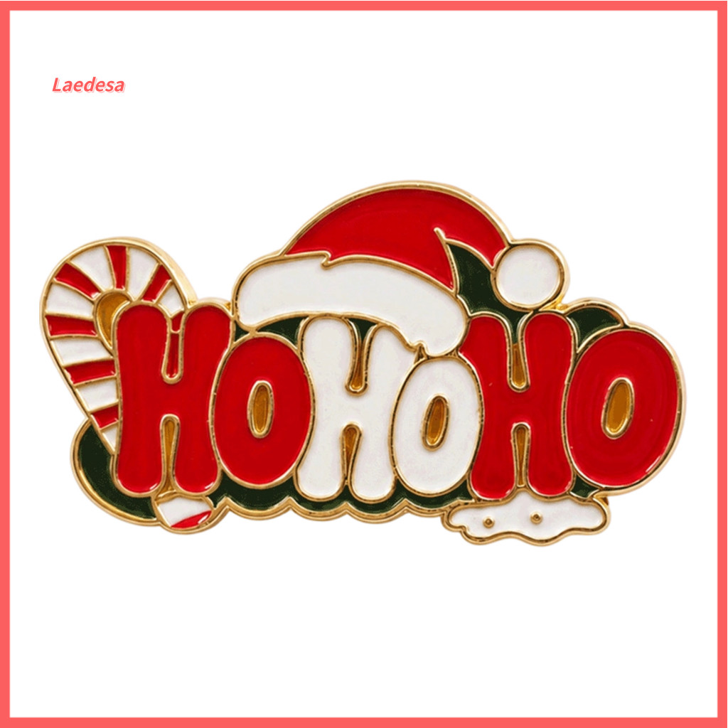 Christmas Hohoho Brooch Pin Enamel Santa Hat Candy Cane Holiday Badge for Sweaters Jackets Scarves Festive for Southeast