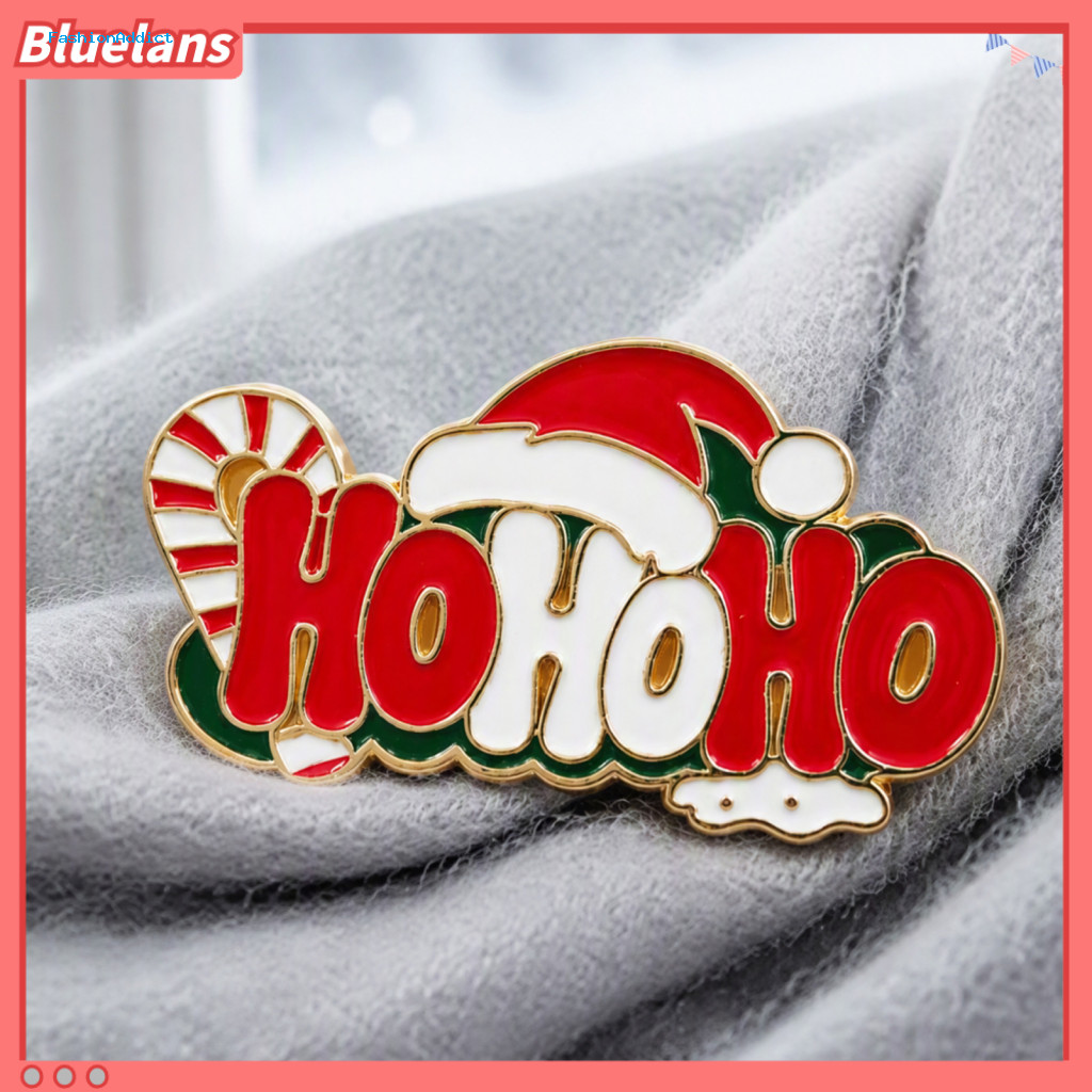 Festive Sweater Pin Enamel Clothes Badge Hohoho Christmas Brooch Santa Hat Candy Cane Holiday for Sweaters Jackets Scarv