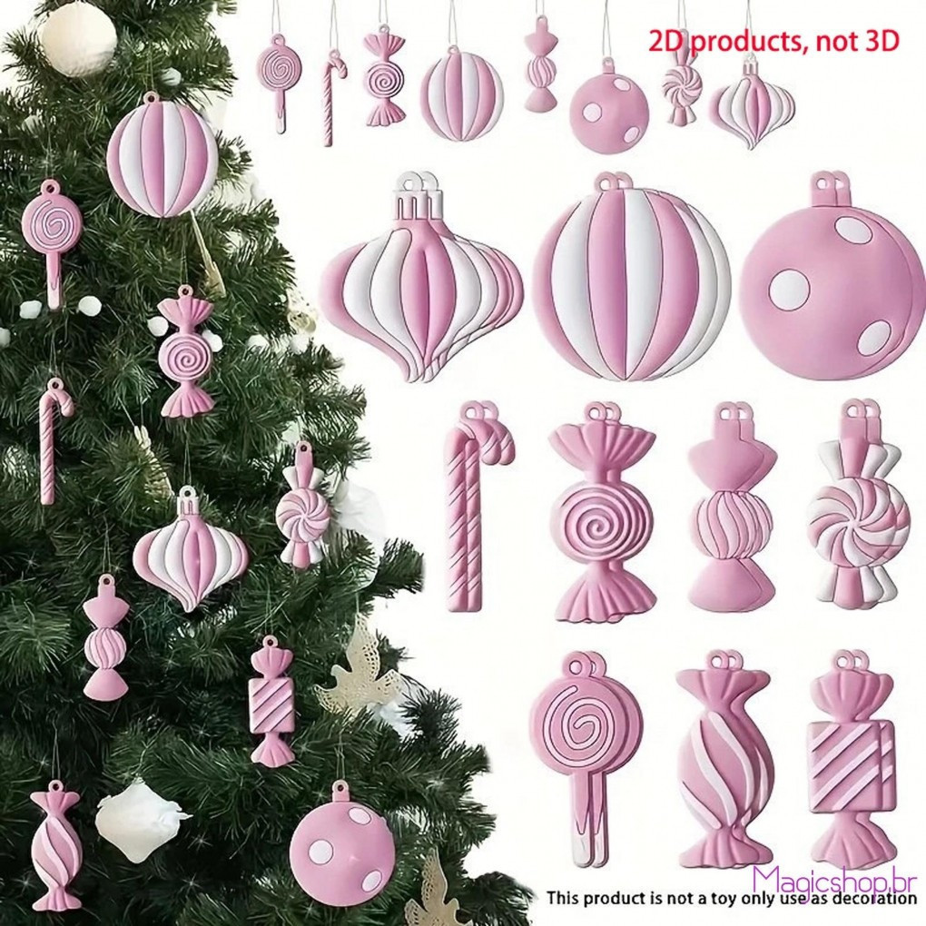 Mag-Christmas Decorativo Candy Cane 10 Pcs Set Rosa Árvore De Natal Enfeites Pendurados