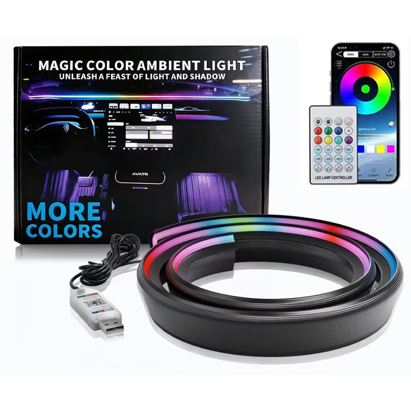 5V USB Carro Caminhão Interior Painel Ambiente Led Tira De Luz Pára-Brisa Decoração RGB Sinfonia Streamer App Controle R
