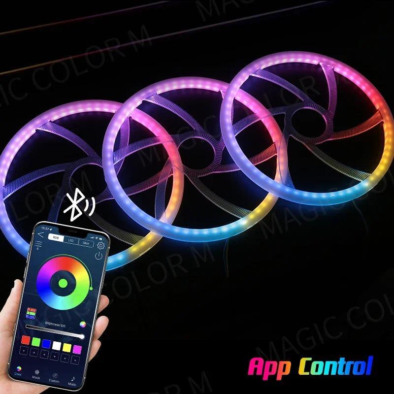 5.9 Polegada Sinfonia RGB Carro Buzina Ambiente Luz LED Capa De Áudio 64 Cores Decoração Interior Atmosfera Lâmpadas APP