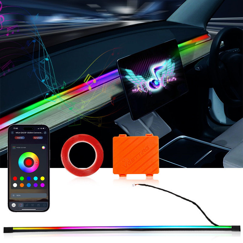 78.74in 200cm LED Luz Ambiente Do Carro Pára-Brisa Dianteiro Painel RGB Sinfonia Interior Acrílico Atmosfera Automática